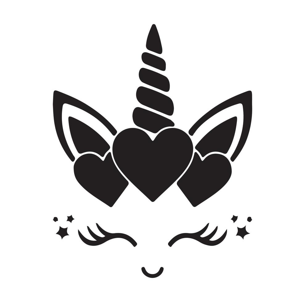 Happy unicorn vector, Head portrait horse sticker, Hand drawn style, cartoon vector