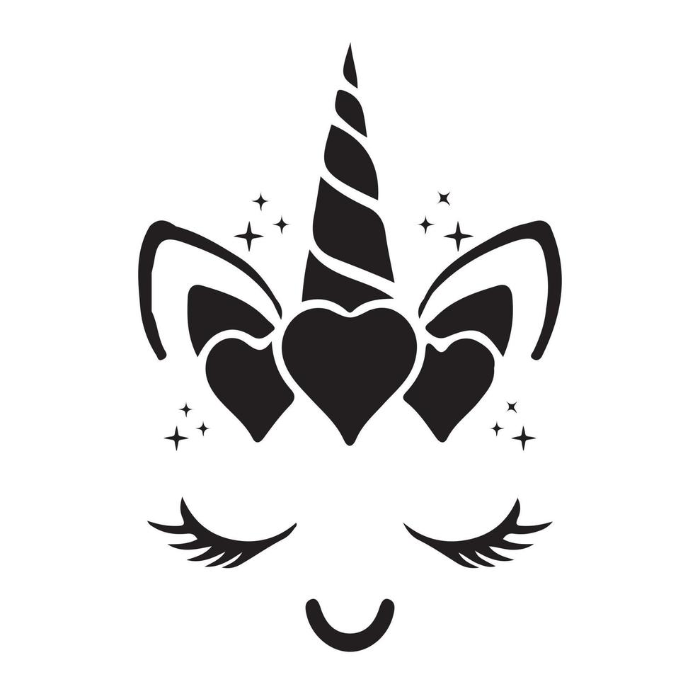 Happy unicorn vector, Head portrait horse sticker, Hand drawn style, cartoon, vector
