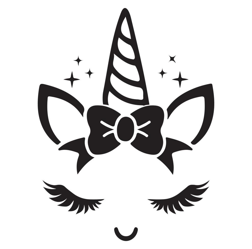 Happy unicorn vector, Head portrait horse sticker, Hand drawn style, cartoon vector