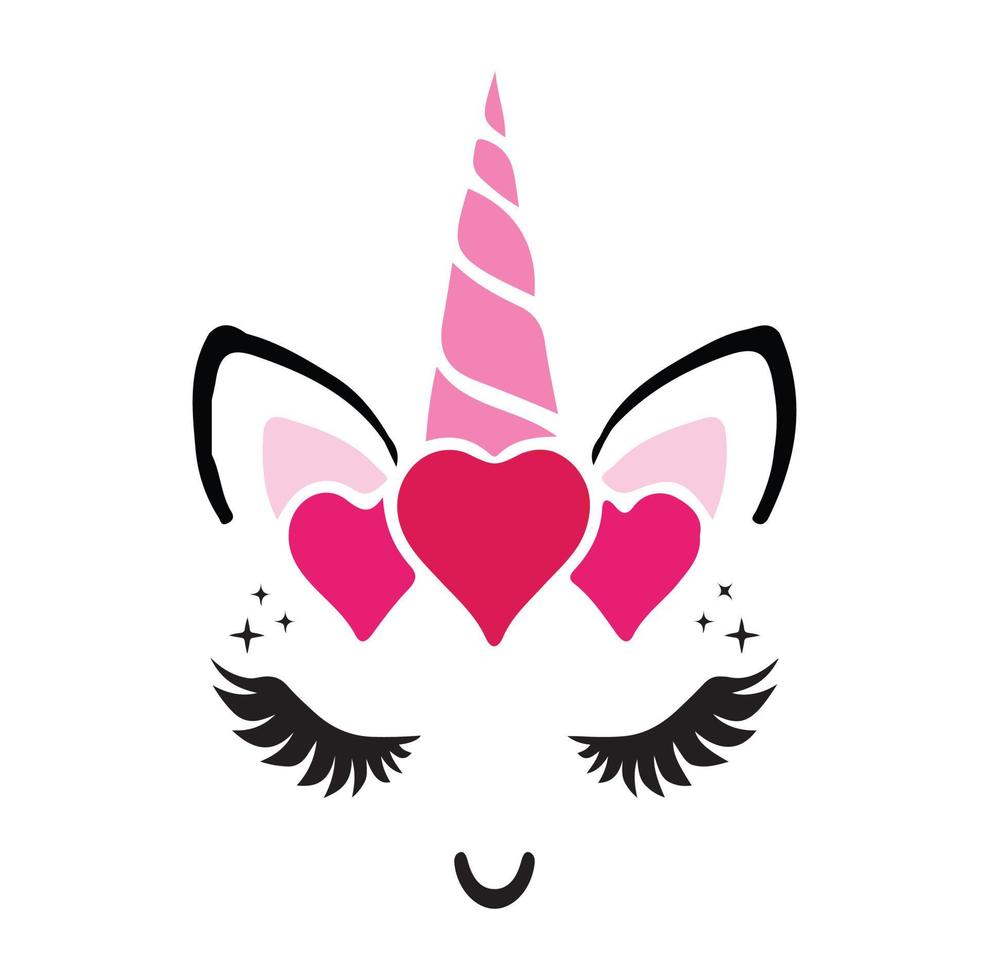 Happy unicorn vector, Head portrait horse sticker, Hand drawn style, cartoon, vector