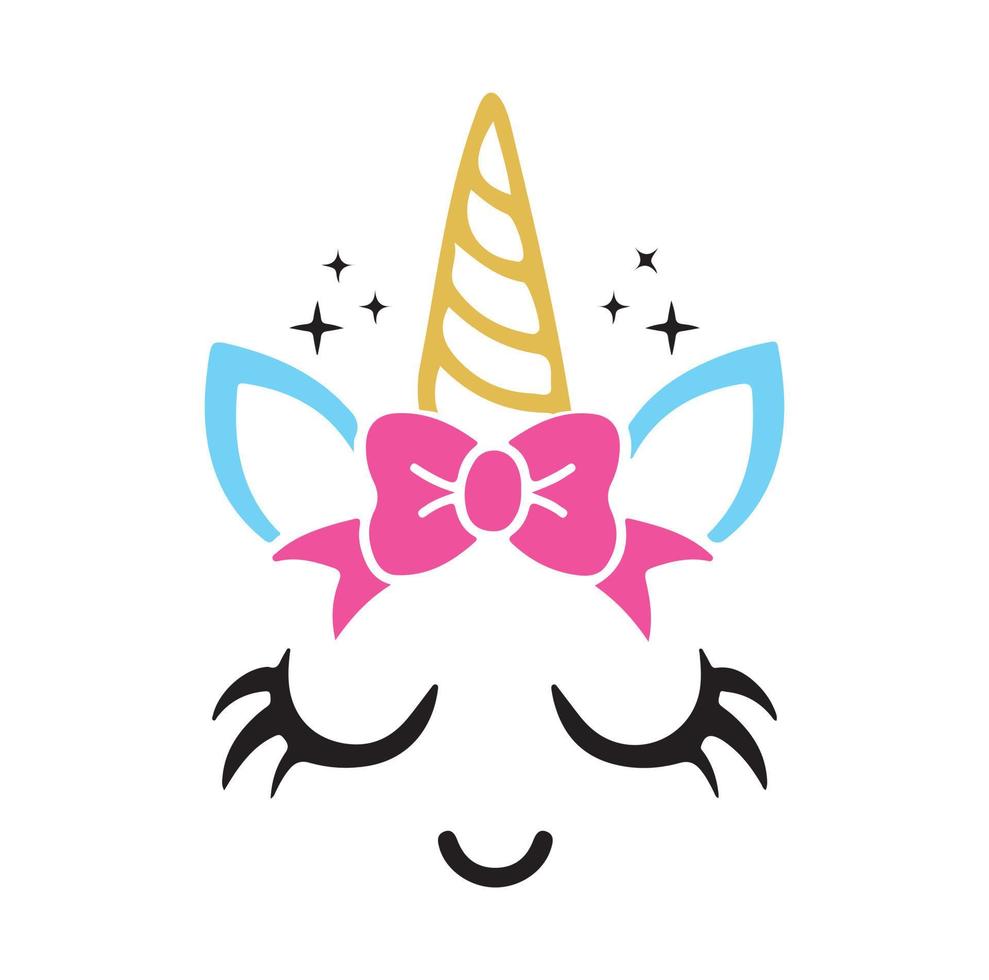 Happy unicorn vector, Head portrait horse sticker, Hand drawn style, cartoon, vector