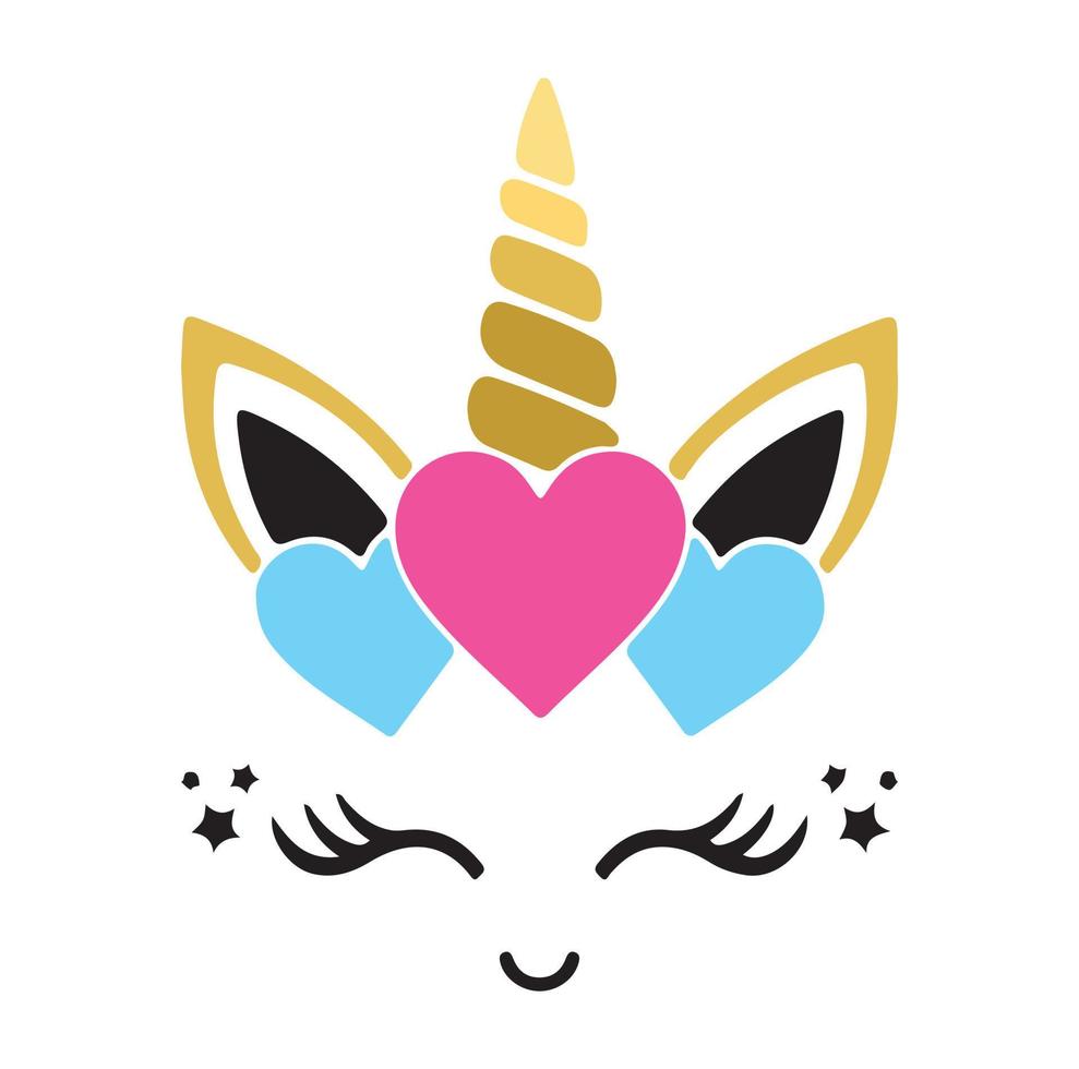Happy unicorn vector, Head portrait horse sticker, Hand drawn style, cartoon, vector