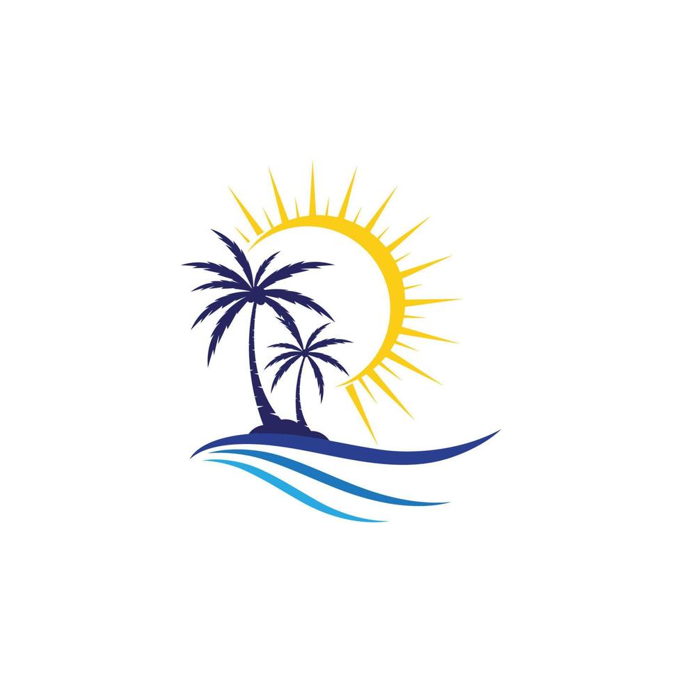 Palm tree summer logo template vector