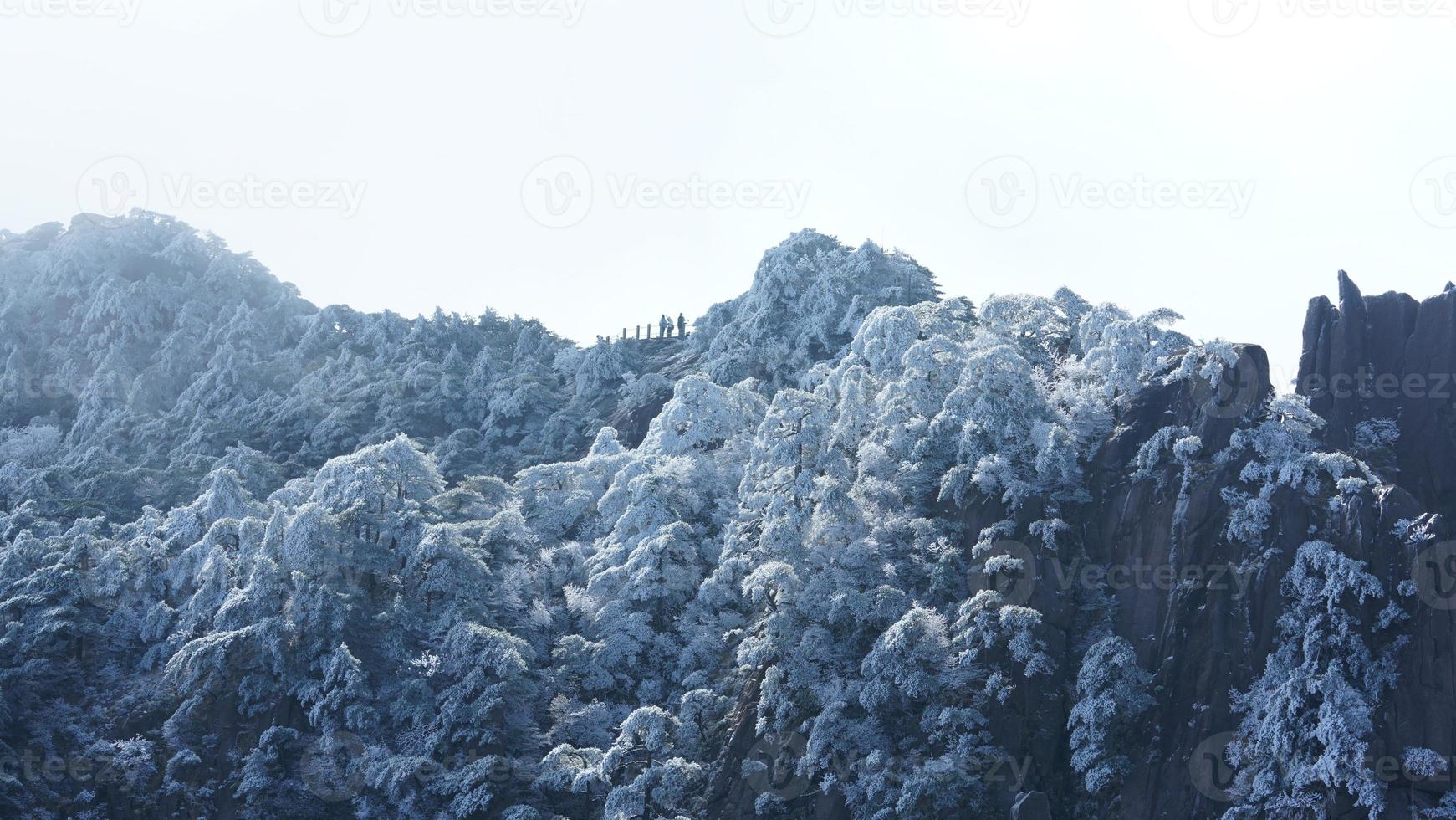 The beautiful frozen mountains view coverd by the white snow and ice in winter photo