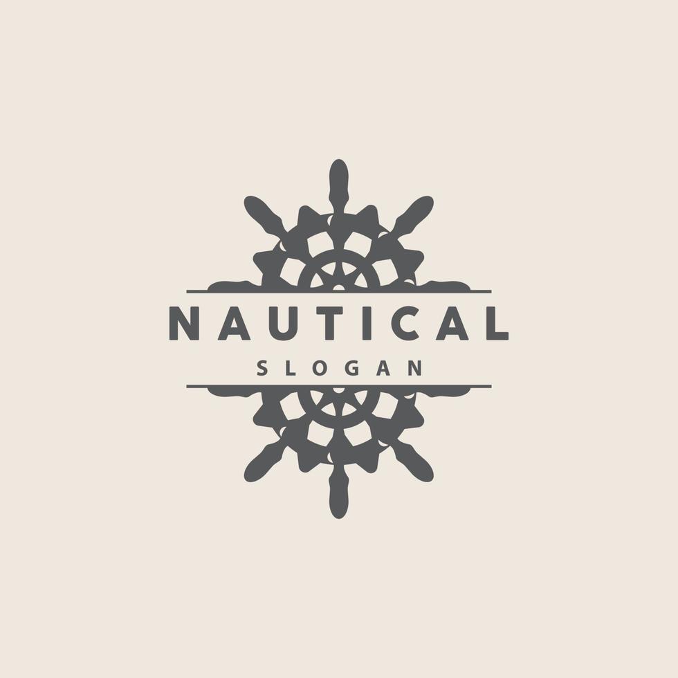 Ship Steering Logo, Steering Wheel Boat Ship Yacht Compass Vector, Elegant Simple Minimalist Design Ocean, Sailing vector