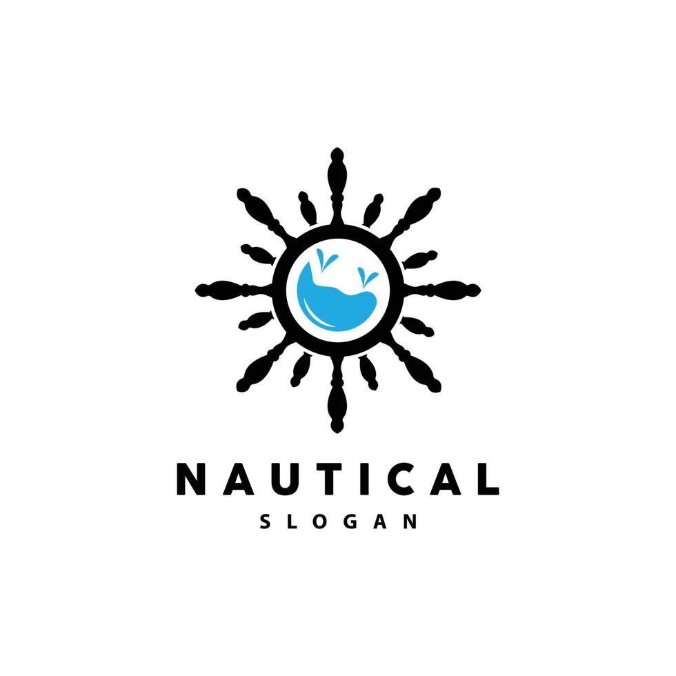 Ship Steering Logo, Steering Wheel Boat Ship Yacht Compass Vector, Elegant Simple Minimalist Design Ocean, Sailing vector