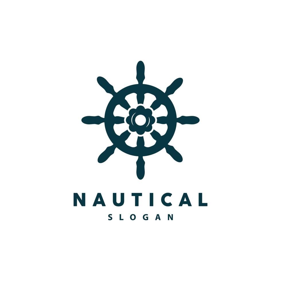 Ship Steering Logo, Steering Wheel Boat Ship Yacht Compass Vector, Elegant Simple Minimalist Design Ocean, Sailing vector