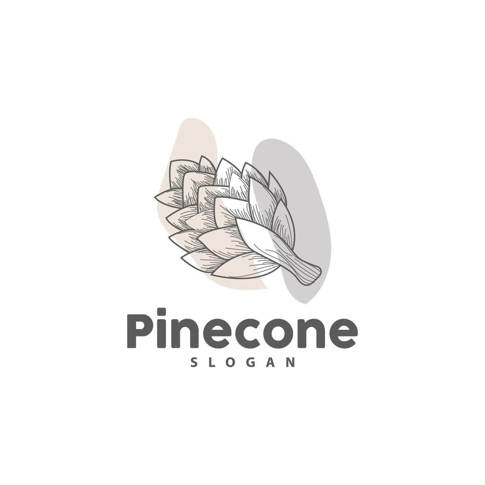 pino cono logo, elegante lujo pino sencillo diseño, árbol bellota icono vector, producto marca ilustración vector