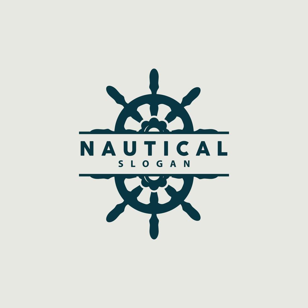 Ship Steering Logo, Steering Wheel Boat Ship Yacht Compass Vector, Elegant Simple Minimalist Design Ocean, Sailing vector