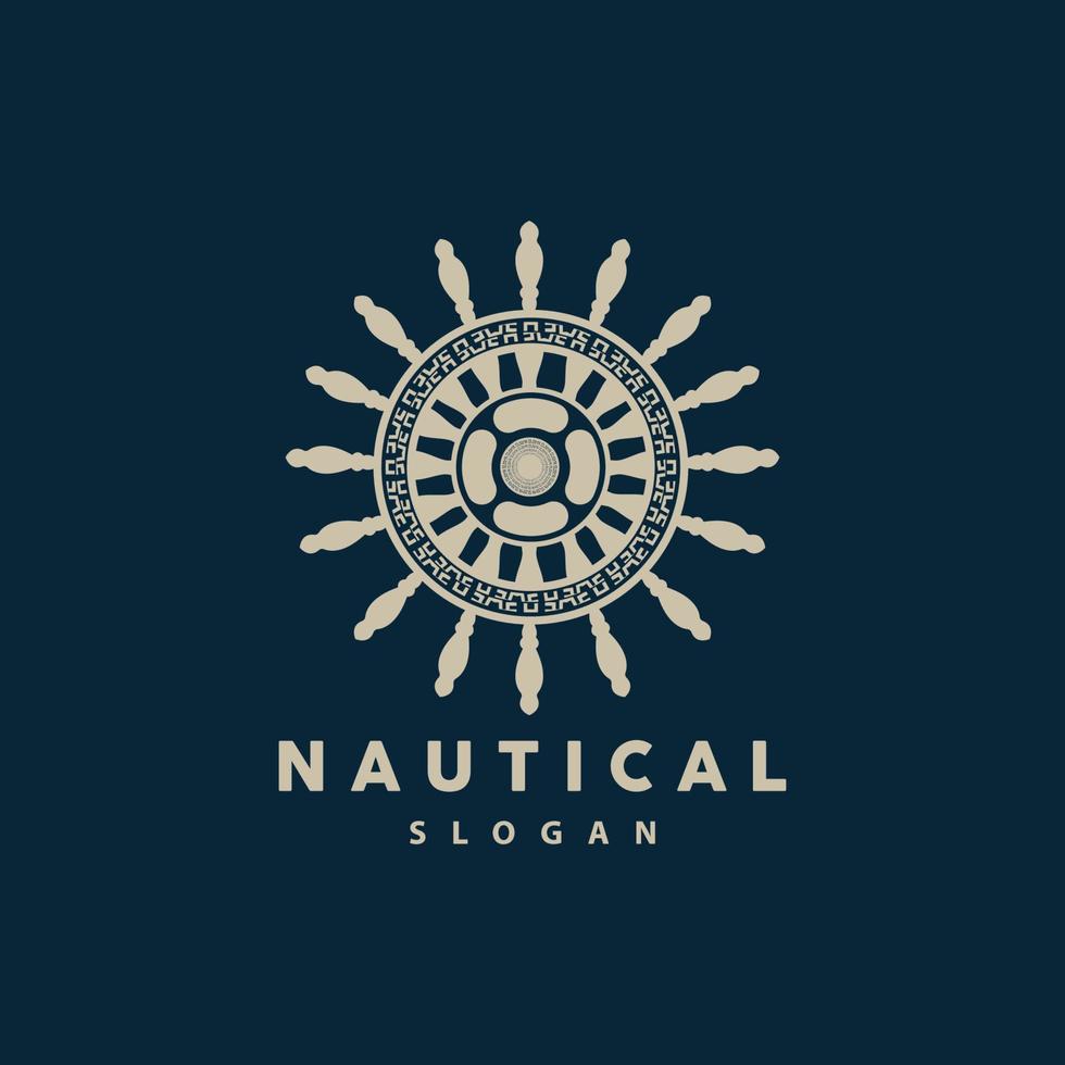Ship Steering Logo, Steering Wheel Boat Ship Yacht Compass Vector, Elegant Simple Minimalist Design Ocean, Sailing vector