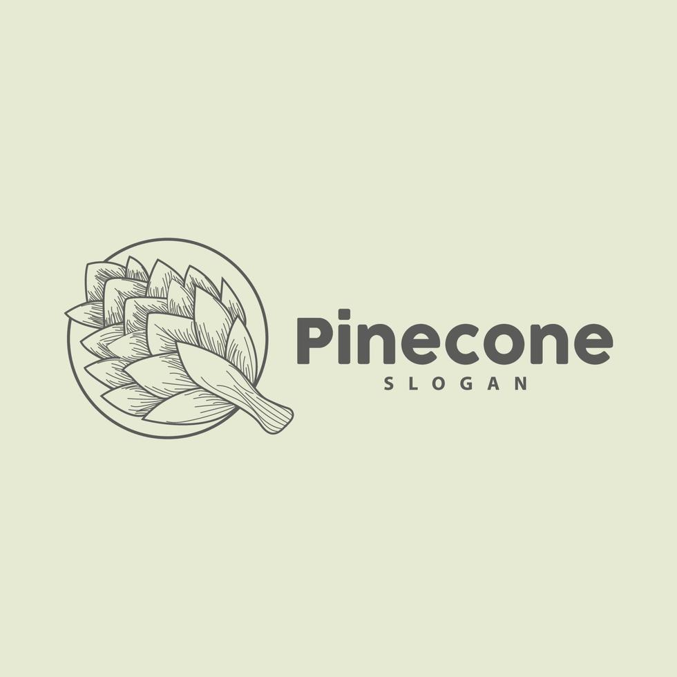 pino cono logo, elegante lujo pino sencillo diseño, árbol bellota icono vector, producto marca ilustración vector