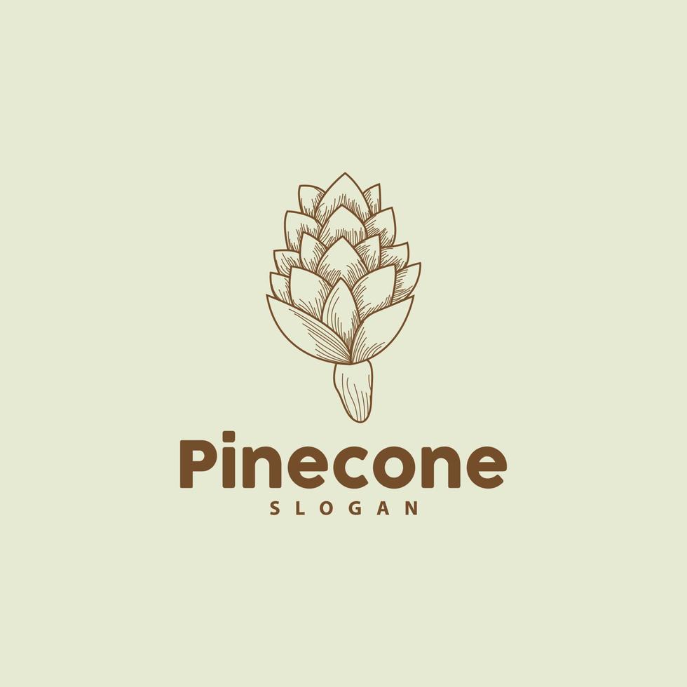 Pine Cone Logo, Elegant Luxury Pine Simple Design, Tree Acorn Icon Vector, Product Brand Illustration vector