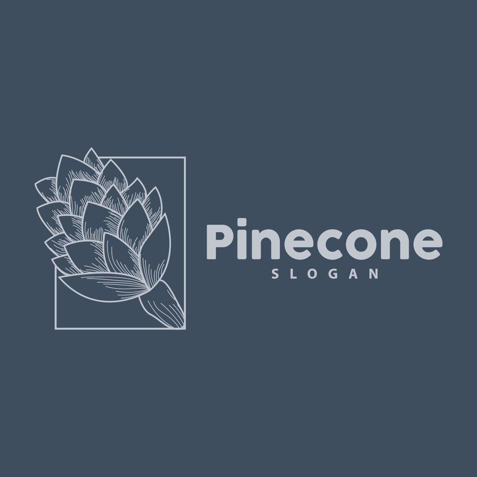 Pine Cone Logo, Elegant Luxury Pine Simple Design, Tree Acorn Icon Vector, Product Brand Illustration vector
