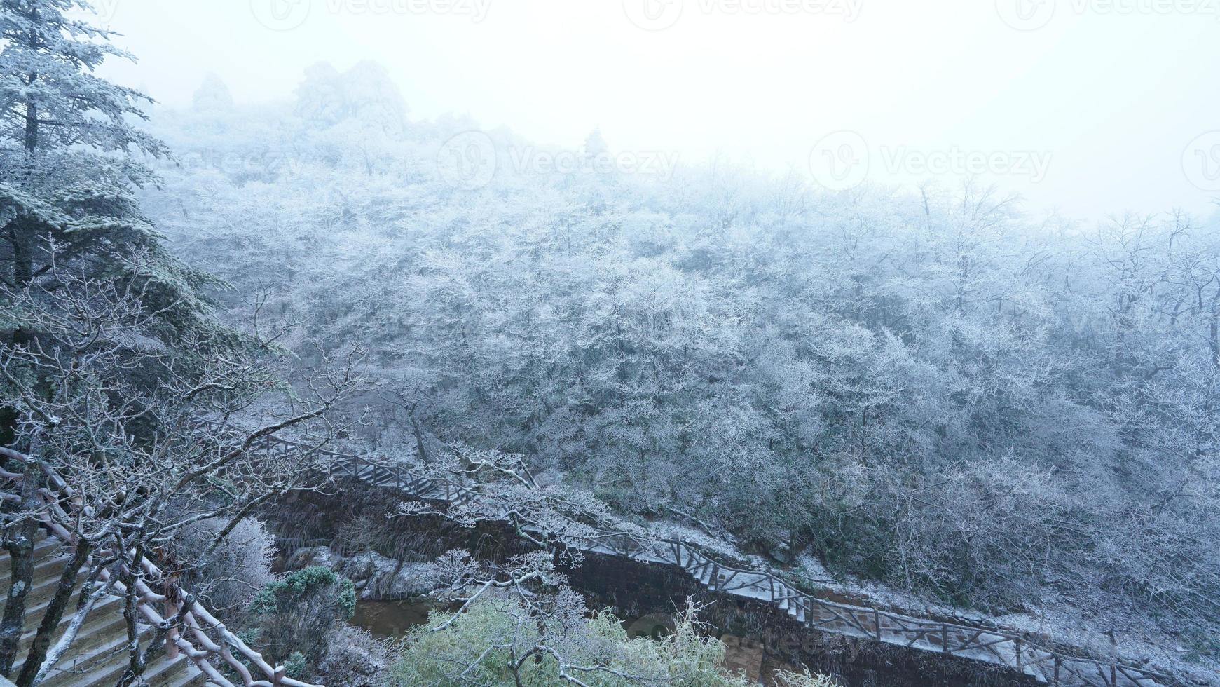 The beautiful frozen mountains view coverd by the white snow and ice in winter photo