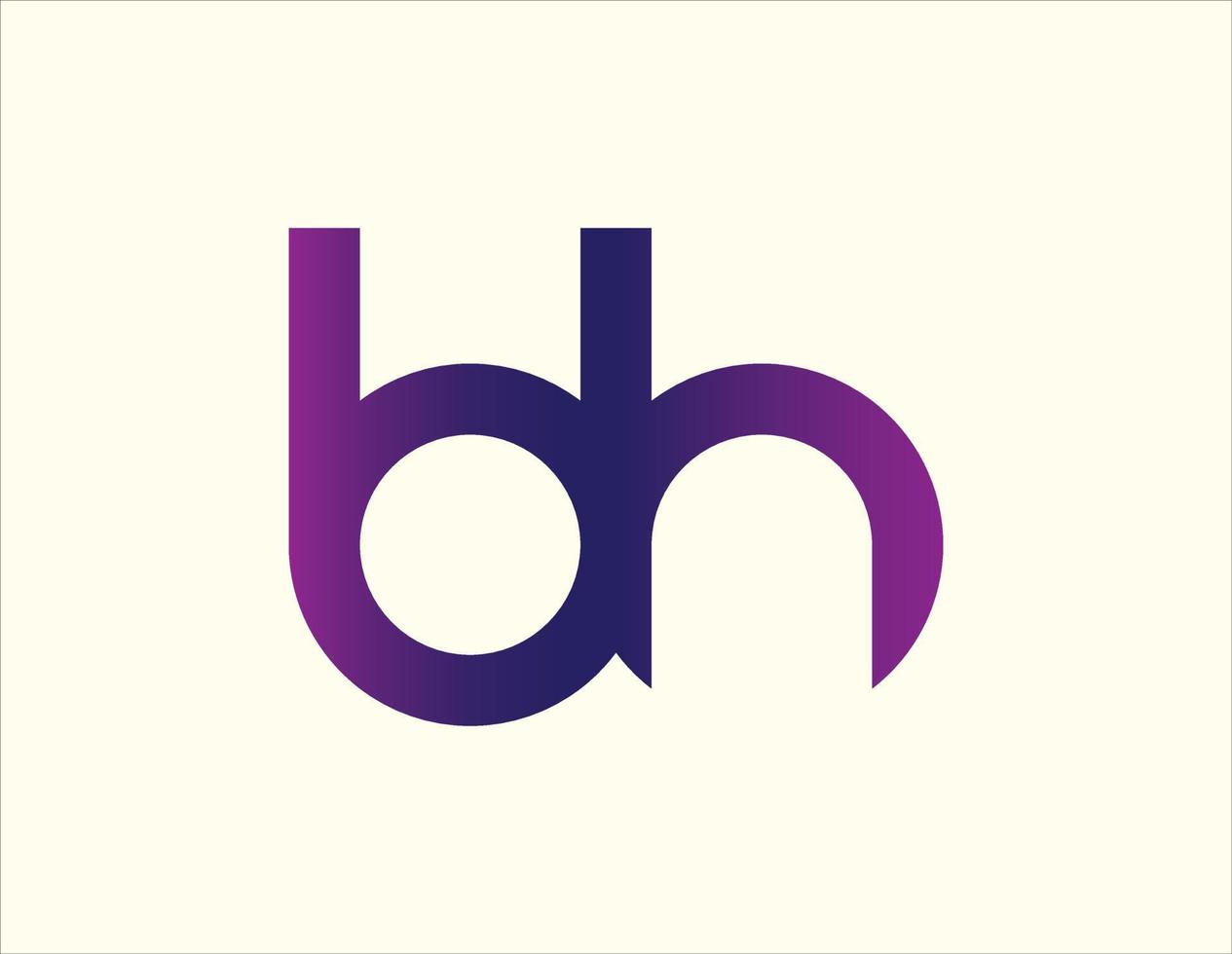 initial logo bh, hb, h inside b rounded letter negative space logo vector