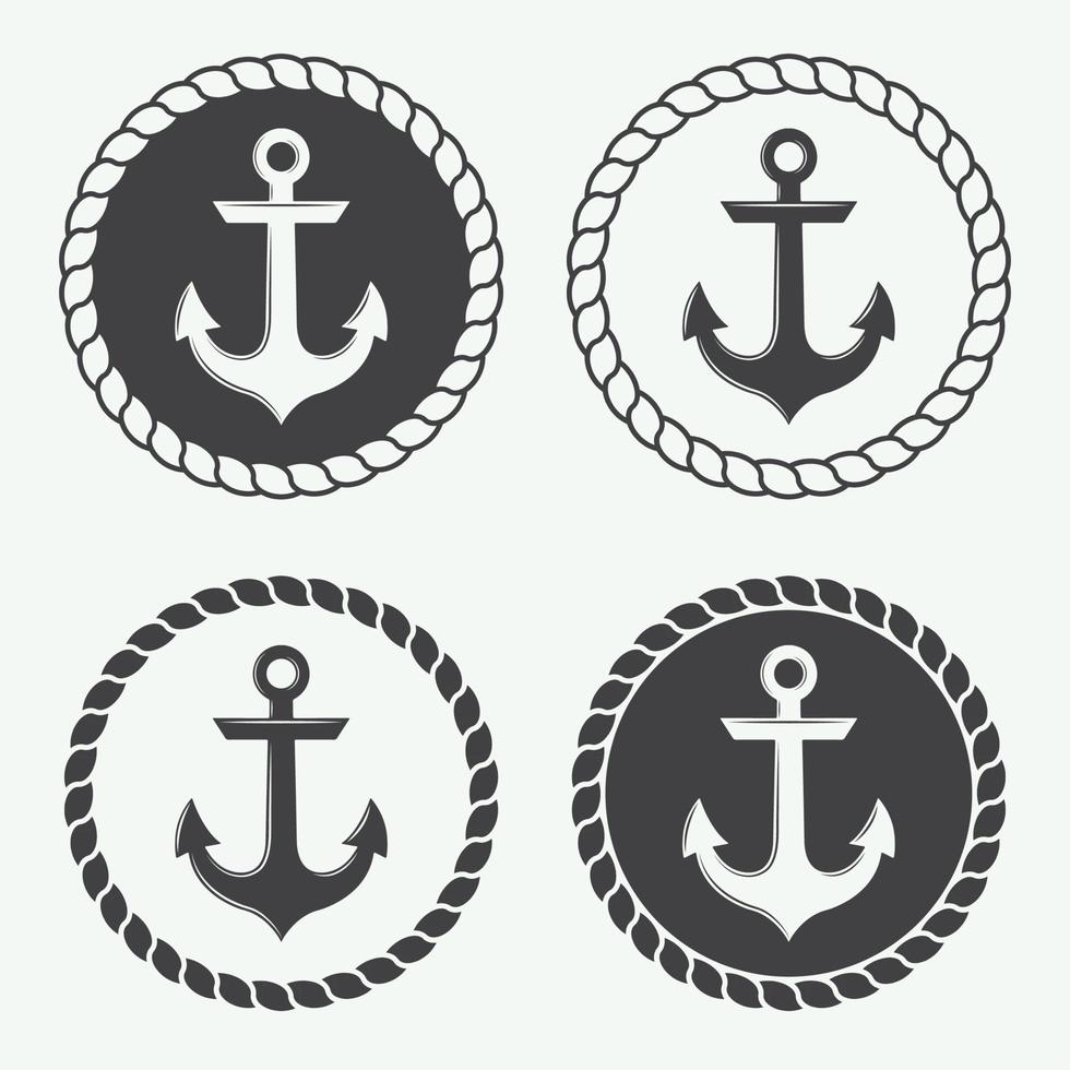 set or nautical anchors vector