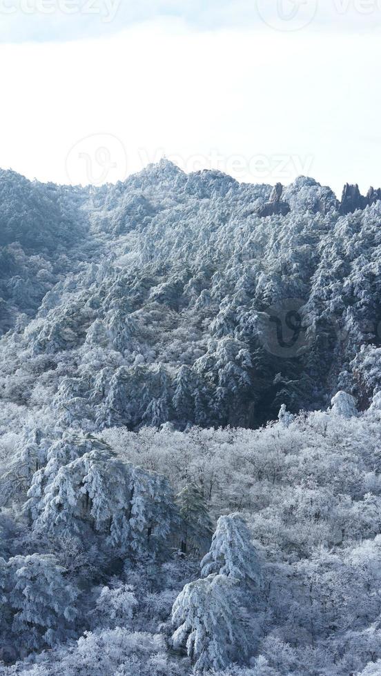 The beautiful frozen mountains view coverd by the white snow and ice in winter photo