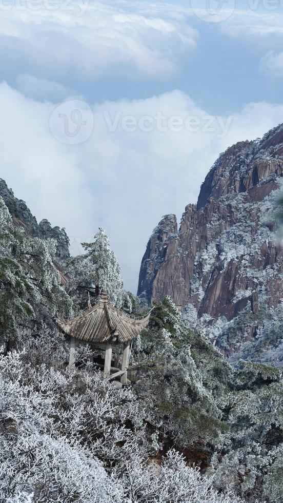 The beautiful frozen mountains view coverd by the white snow and ice in winter photo