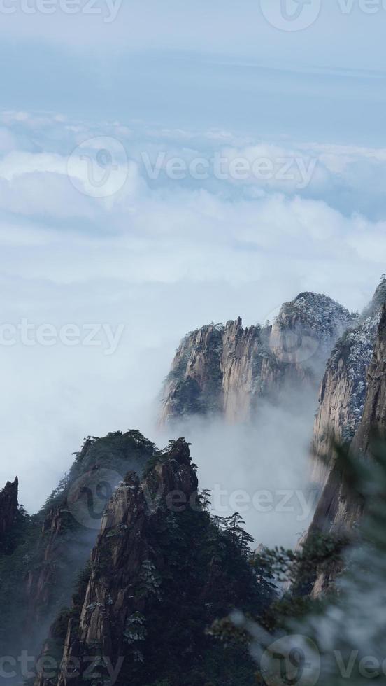 The beautiful frozen mountains view coverd by the white snow and ice in winter photo