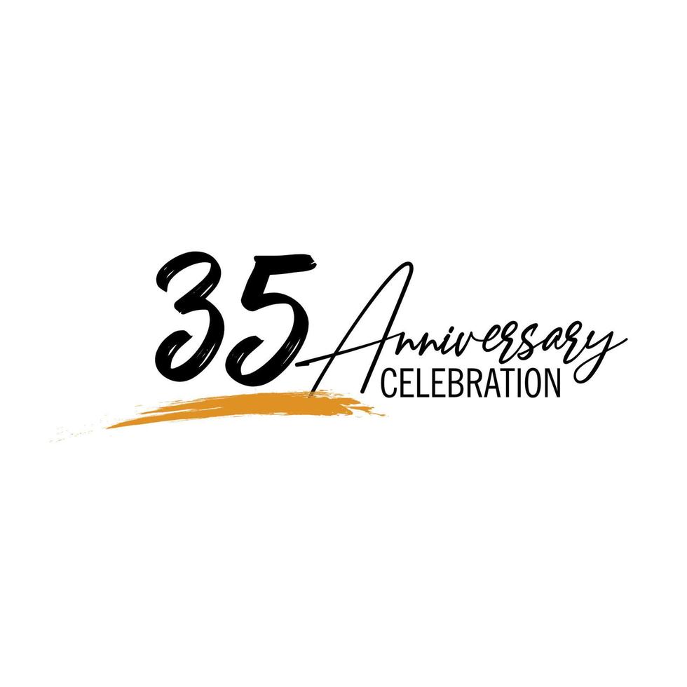 35 year anniversary celebration logo design with black color isolated font and yellow color on white background vector