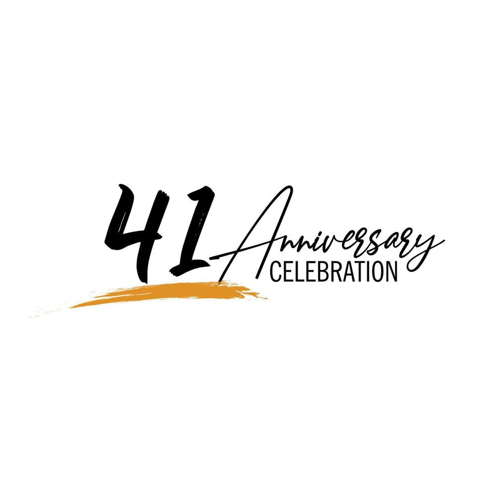 41 year anniversary celebration logo design with black color isolated font and yellow color on white background vector