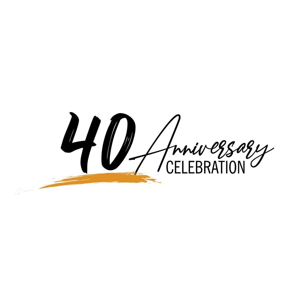 40 year anniversary celebration logo design with black color isolated font and yellow color on white background vector