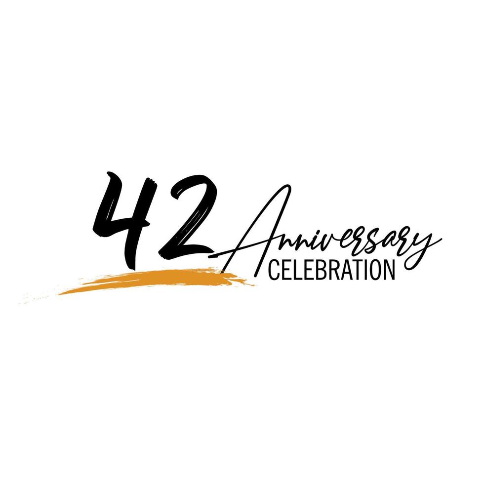 42 year anniversary celebration logo design with black color isolated font and yellow color on white background vector