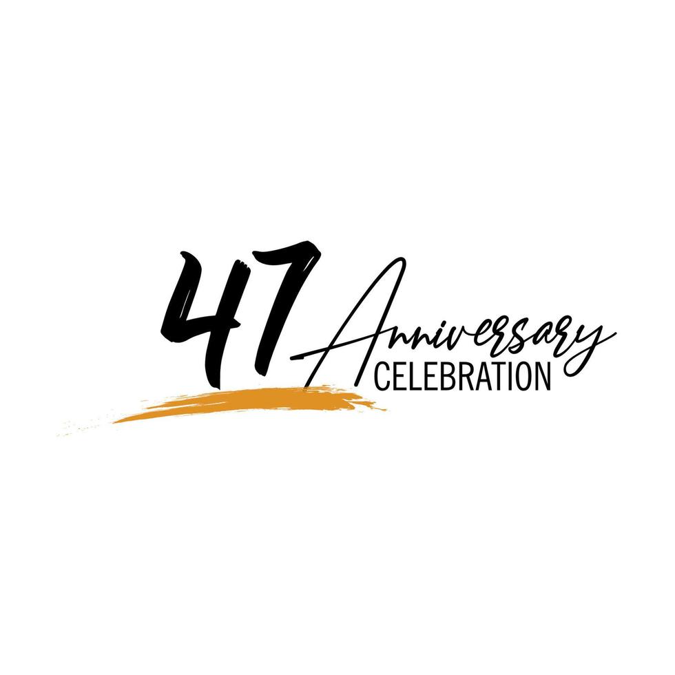 47 year anniversary celebration logo design with black color isolated font and yellow color on white background vector