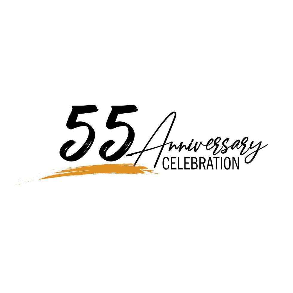 55 año aniversario celebracion logo diseño con negro color aislado fuente y amarillo color en blanco antecedentes vector