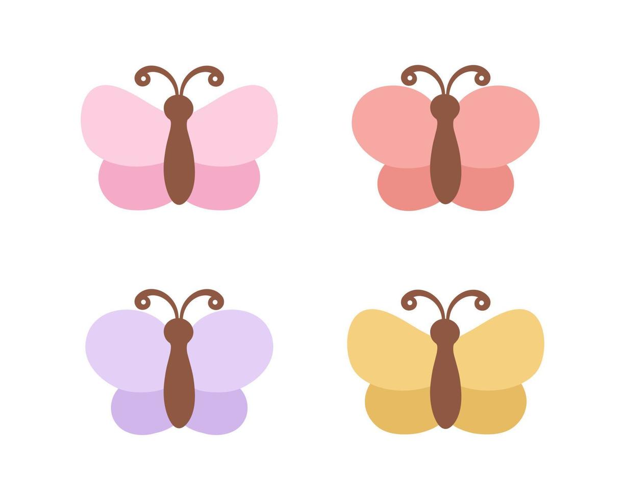 sencillo mariposa icono ilustración conjunto aislado en blanco antecedentes. bonito vector mariposas con primavera y verano paleta para niños.