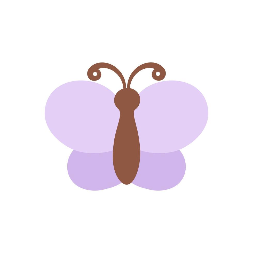 Cute lavender butterfly icon logo vector illustration isolated on white background