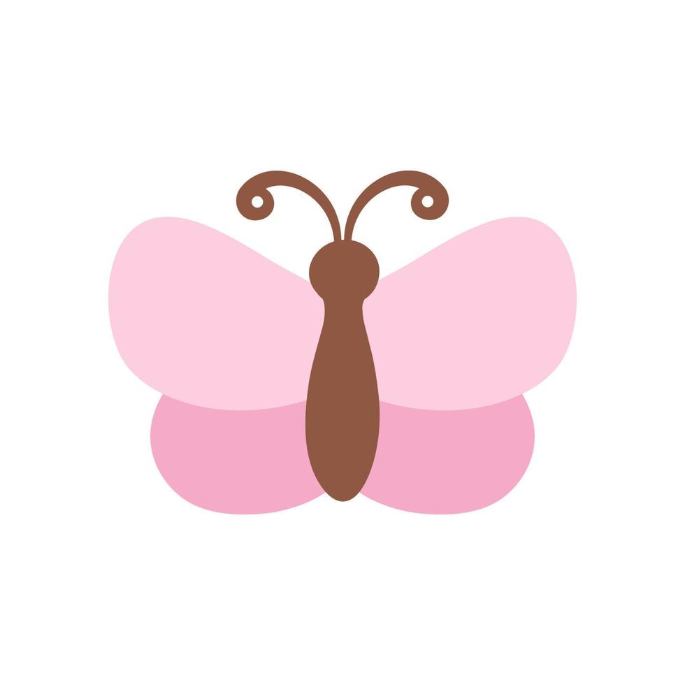 sencillo rosado mariposa icono logo vector ilustración aislado en blanco antecedentes