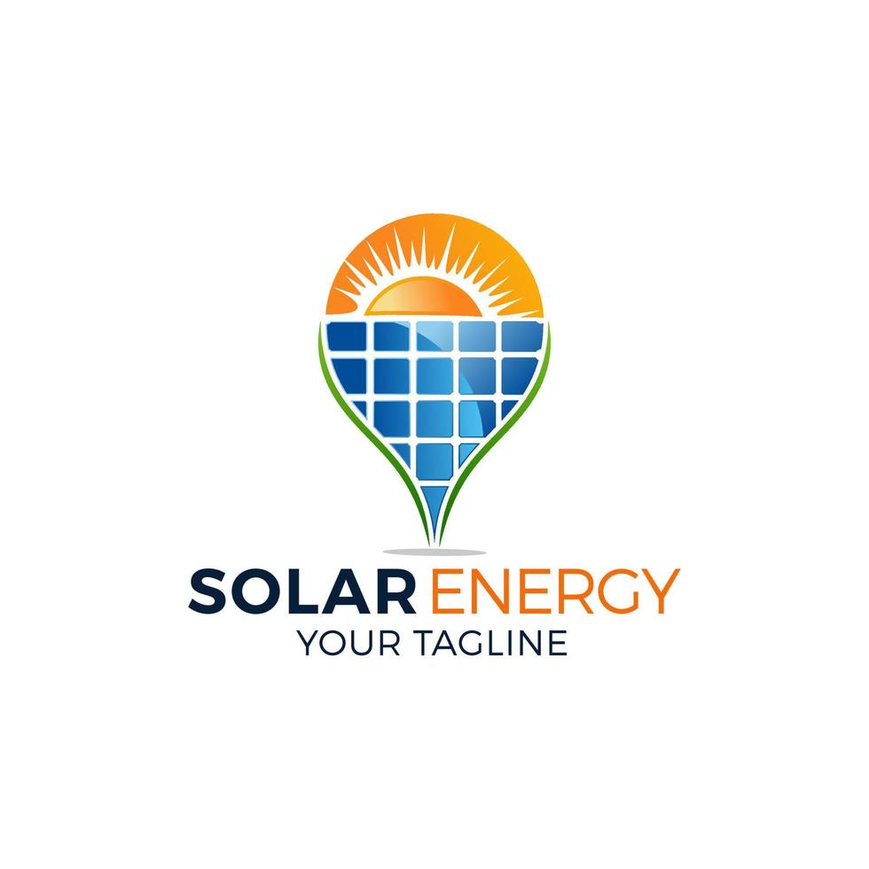 solar energía logo diseño vector ilustración