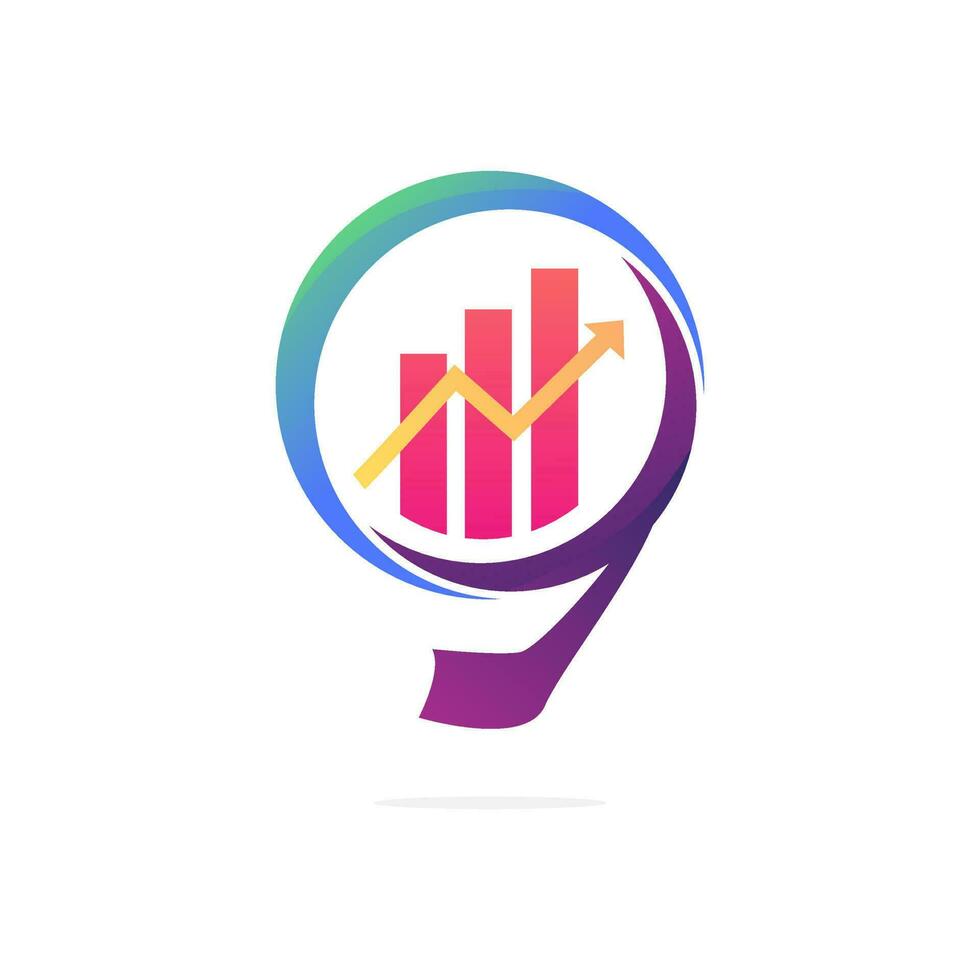 illustration of colorful hot air balloon with a business graph logo design. vector
