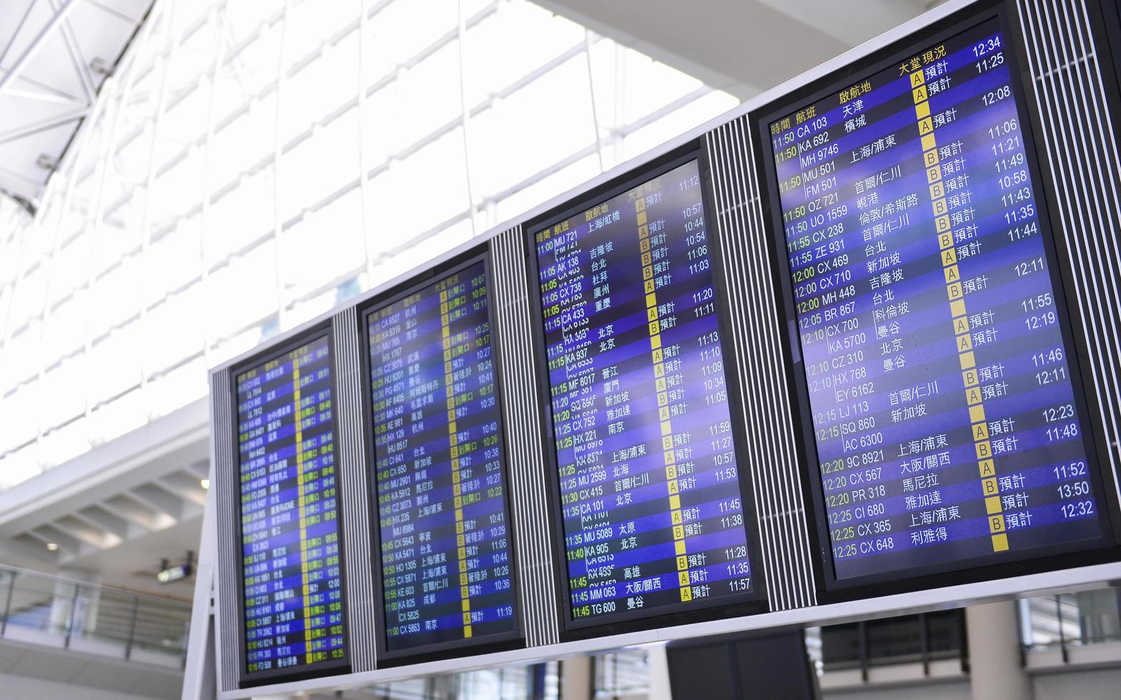 HONG KONG, CHINA - JUN 08-Flight schedule on board of Hongkong airport on JUNE 08, 2015 in Hong Kong, China. The airport is also colloquially known as Chek Lap Kok Airport. photo