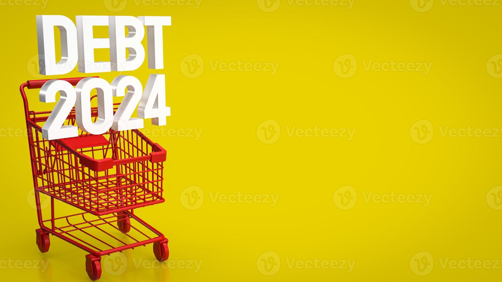 The Debt 2024 in Super market cart for Business concept 3d rendering photo