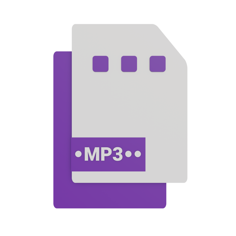 3D Illustration of MP3 Format File Icon png