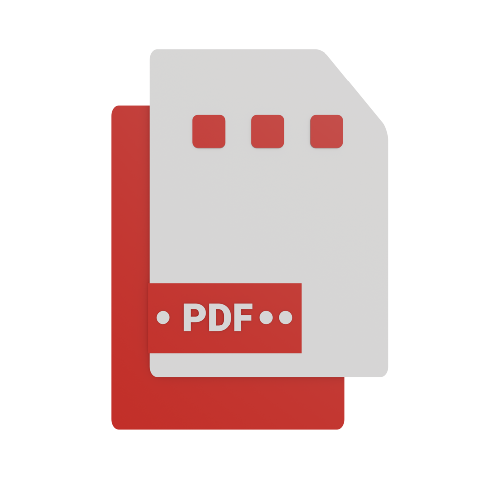 3D Illustration PDF Format File Icon png