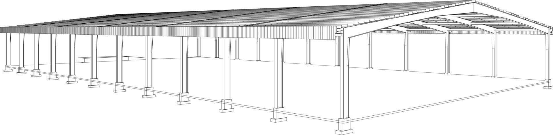 3D illustration of building structure vector