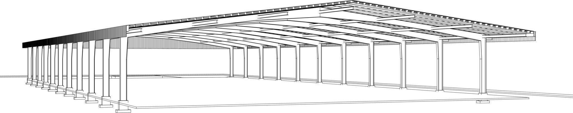 3D illustration of building structure vector