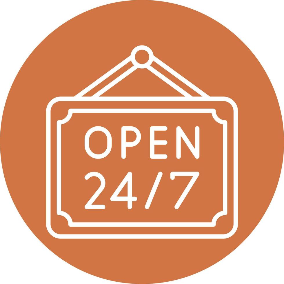 24 Hours Open Icon Style vector