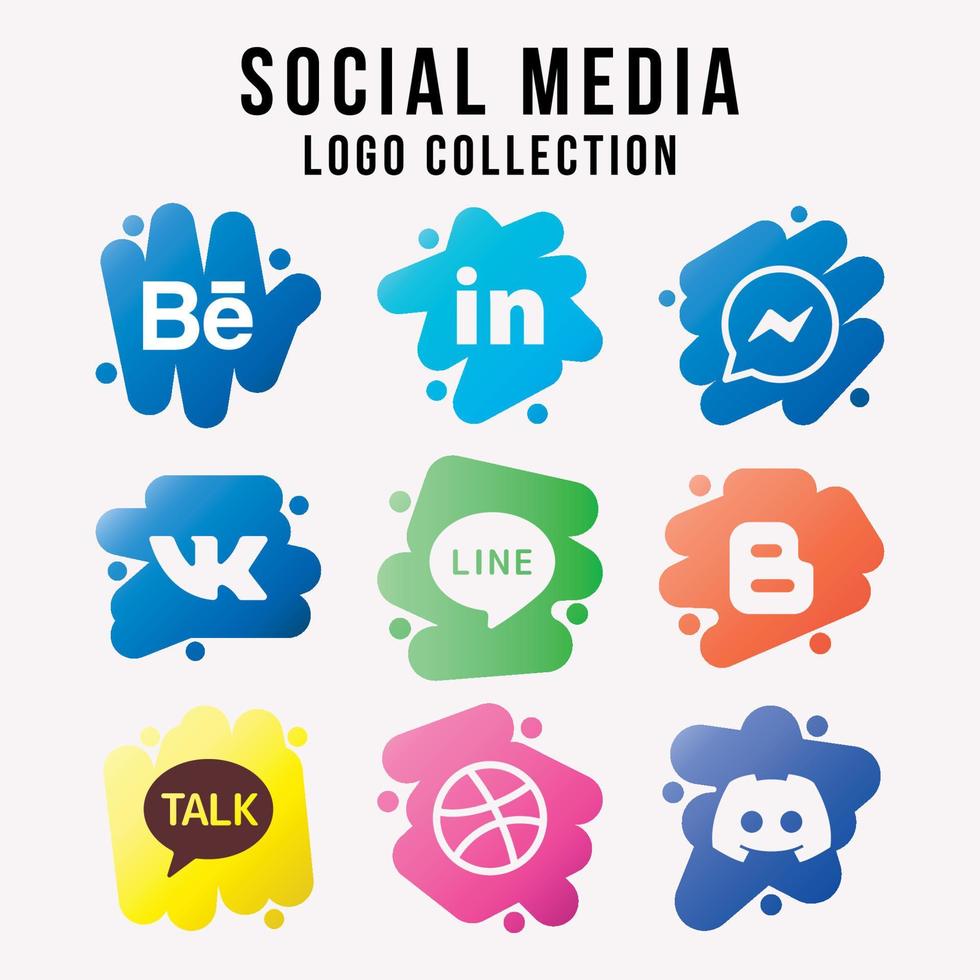 en línea tecnología social medios de comunicación logo colección vector