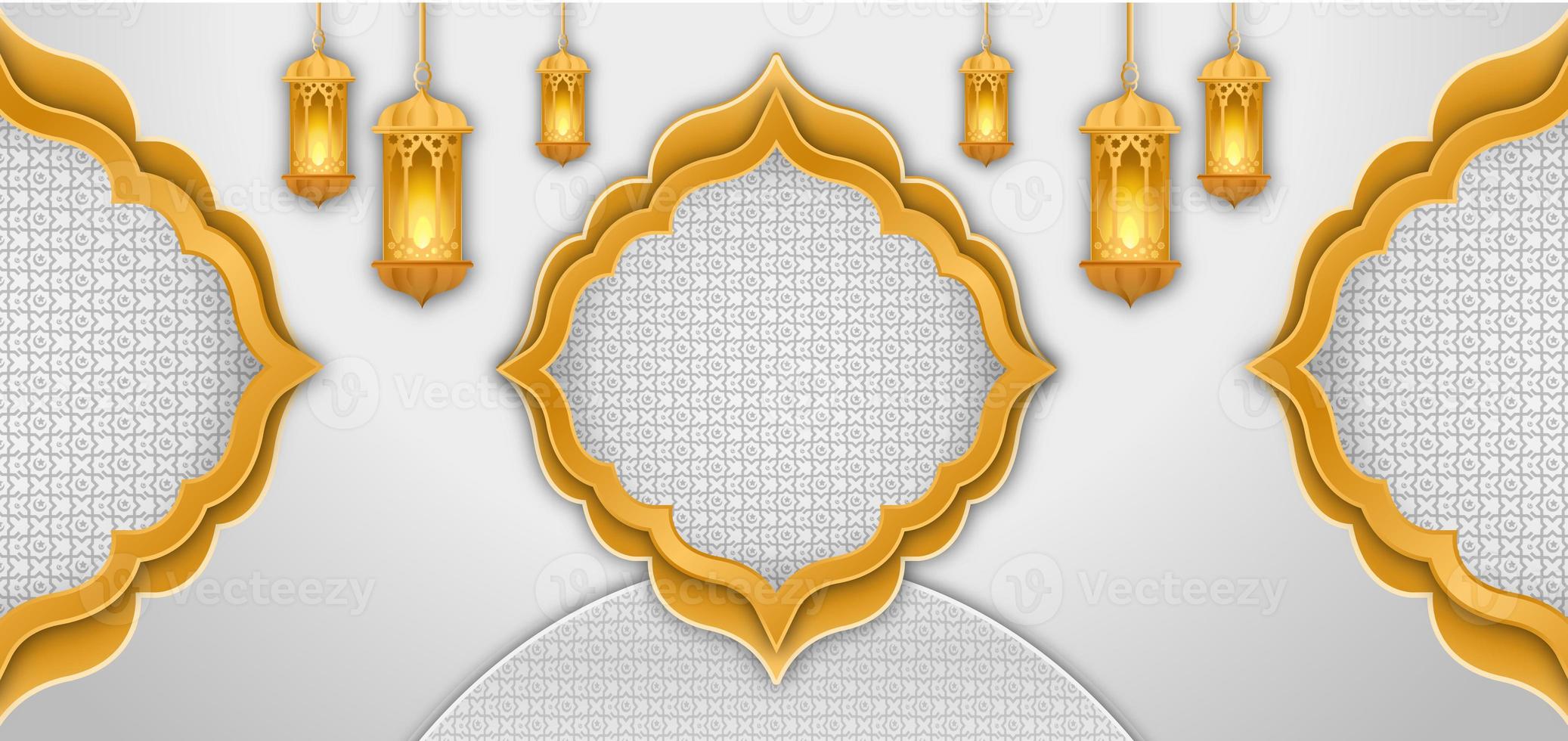 Ramadan Kareem Beautiful background with a shining lantern Fanus photo