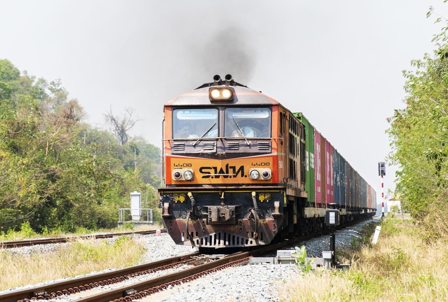 Kaeng Khoi Saraburi Thailand 30 March 2023 front view cargo train photo