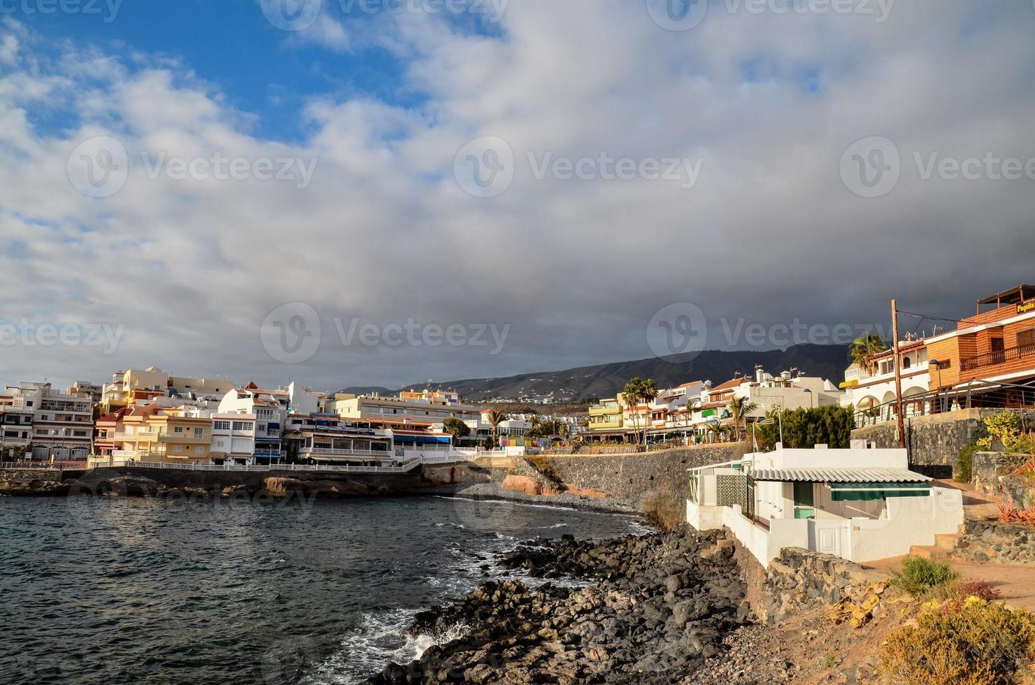 Scenic view of a coastal town photo