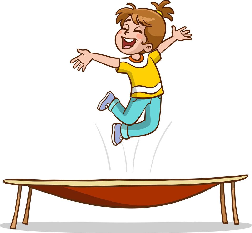 niños saltando en trampolín dibujos animados vector