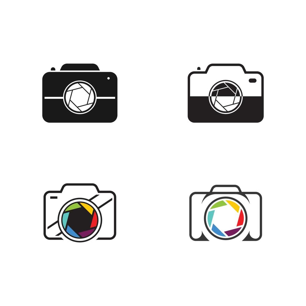 Photographic camera logo, camera lens, and digital. vector