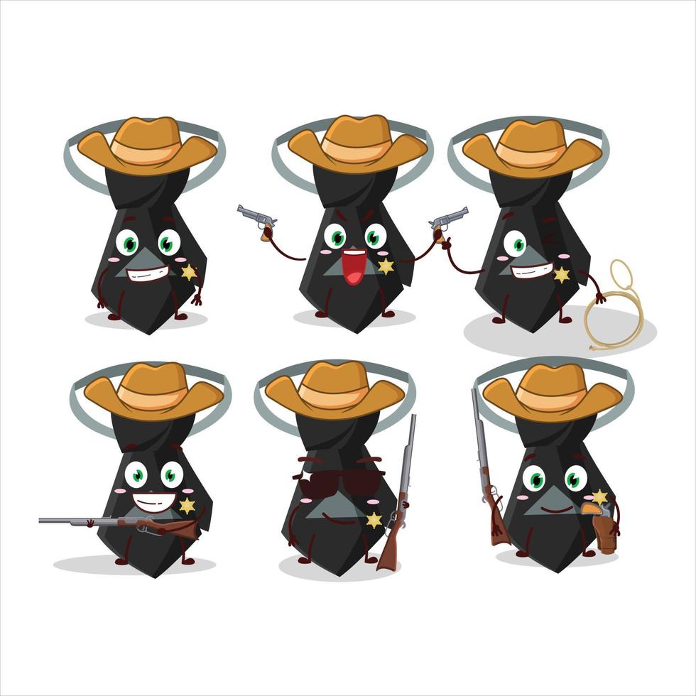 frio vaquero negro Corbata dibujos animados personaje con un linda sombrero vector