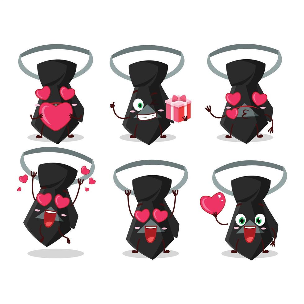 Black tie cartoon character with love cute emoticon vector