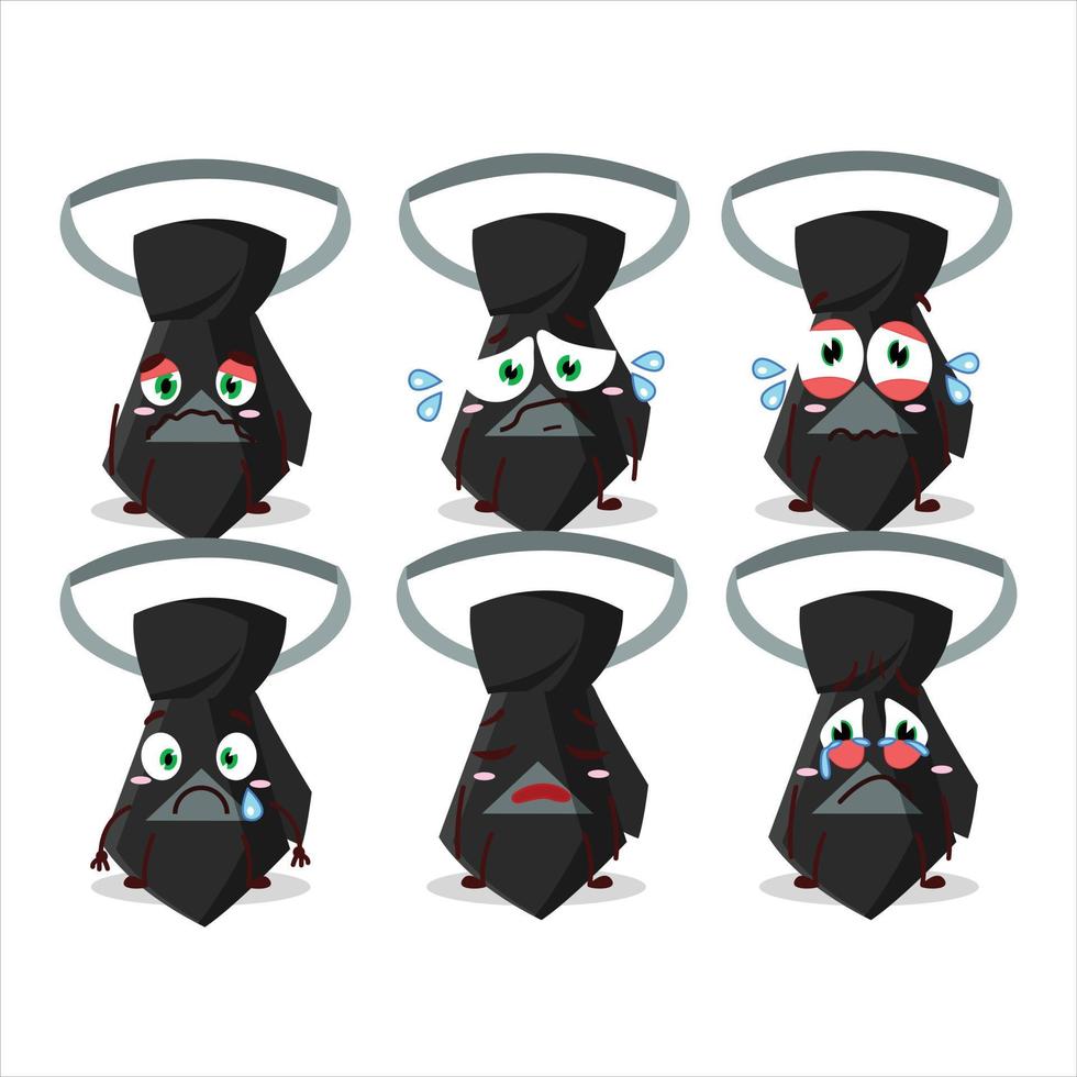 Black tie cartoon character with sad expression vector